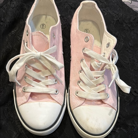 Pink Canvas Sneakers with White Laces - Picture 1 of 4